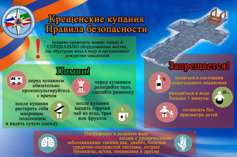 Период проведения Православного религиозного праздника «Крещение Господне» необходимо следовать простым правилам безопасного поведения в местах купания. Период проведения Православного религиозного праздника «Крещение Господне» необходимо следовать простым правилам безопасного поведения в местах купания.